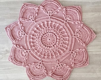 CROCHET PATTERN - Flower Floor Rug Pattern, Chunky Crochet Tutorial, Floor Rug Design, Boho Pattern Farmhouse Home Decor Crochet, Baby Decor