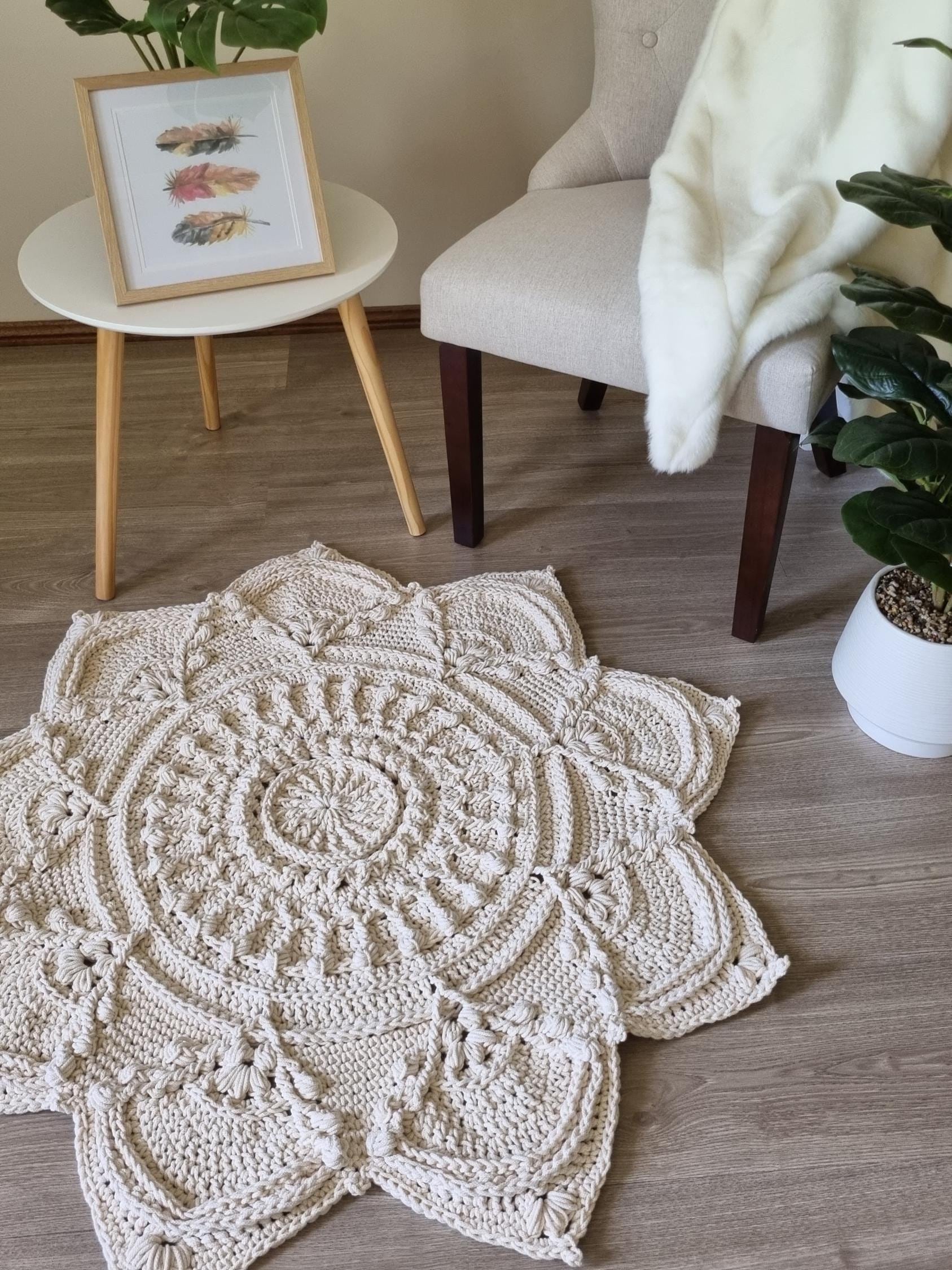 CROCHET PATTERN - Flower Floor Rug Pattern, Chunky Crochet Tutorial ...