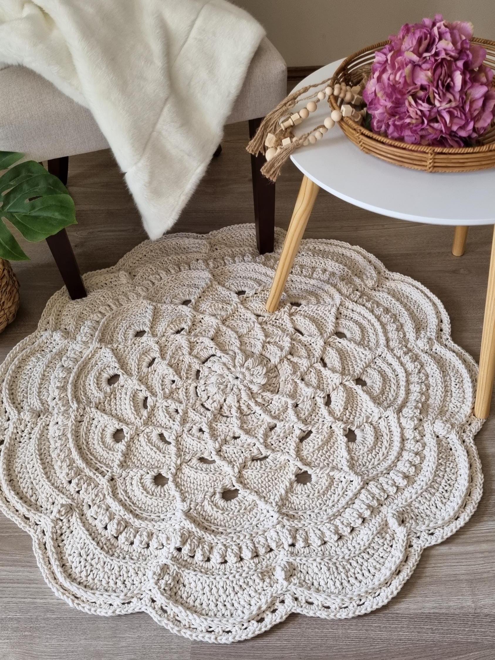 Floor Rug Pattern CROCHET PATTERN - Flower Floor Rug Pattern, Chunky Crochet Tutorial ...