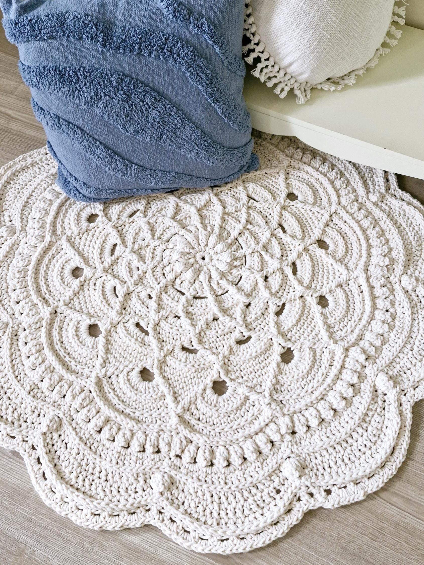 Floor Rug Pattern CROCHET PATTERN - Flower Floor Rug Pattern, Chunky Crochet Tutorial ...