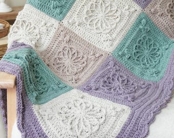 CROCHET BLANKET PATTERN -  Textured Crochet Pattern, Crochet Granny Square Pattern, Crochet Blanket, Crochet Throw Pattern, Uk & Us Crochet