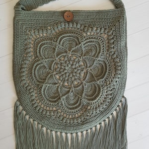 CROCHET PATTERN Crochet bag pattern, motif, textured, fringe, boho Delilah Boho Bag Pattern image 10