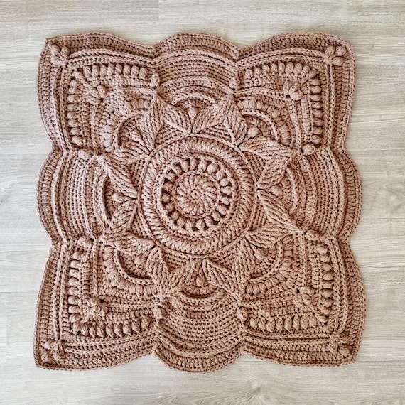CROCHET RUG PATTERN - Crochet Floor Rug Pattern, Chunky Crochet Tutorial, Square Floor Rug Design, Farmhouse, Crochet Home Decor