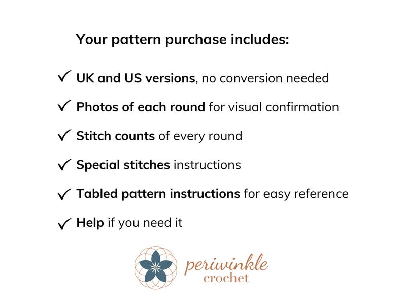 Crochet pattern inclusions.