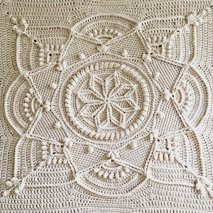 CROCHET BLANKET PATTERN - Textured Crochet Throw Pattern - Square Crochet Afghan Pattern - Crochet Blanket for Queen Bed