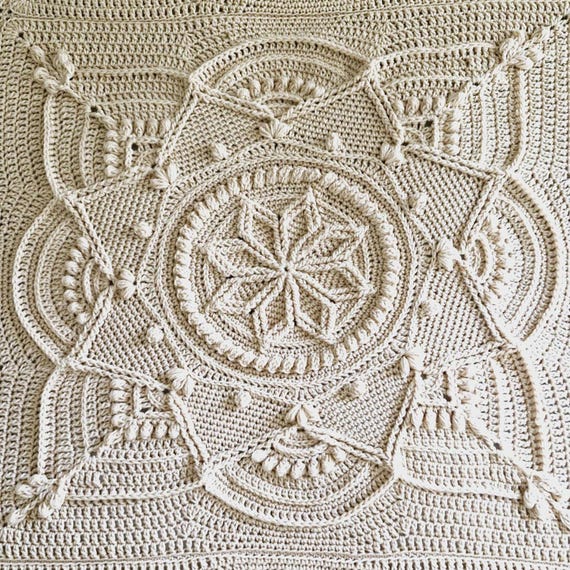 CROCHET BLANKET PATTERN - Textured Crochet Throw Pattern - Square Crochet Afghan Pattern - Crochet Blanket for Queen Bed - Crochet Home