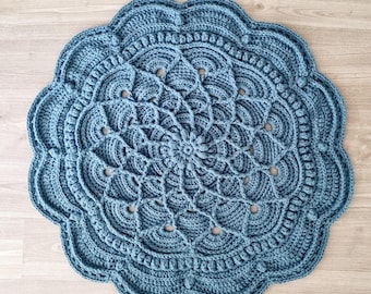 CROCHET RUG PATTERN - Flower Floor Rug Pattern, Chunky Crochet Tutorial, Floor Mat, Boho Crochet Pattern, Crochet Farmhouse Home Decor