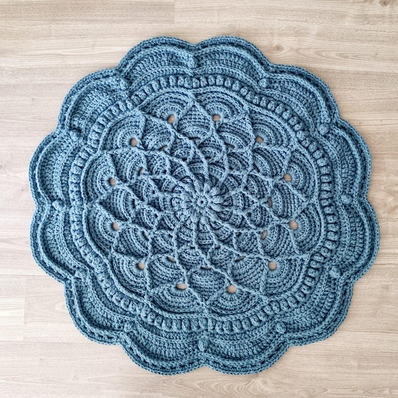 Floor Rug Pattern CROCHET PATTERN - Flower Floor Rug Pattern, Chunky Crochet Tutorial ...