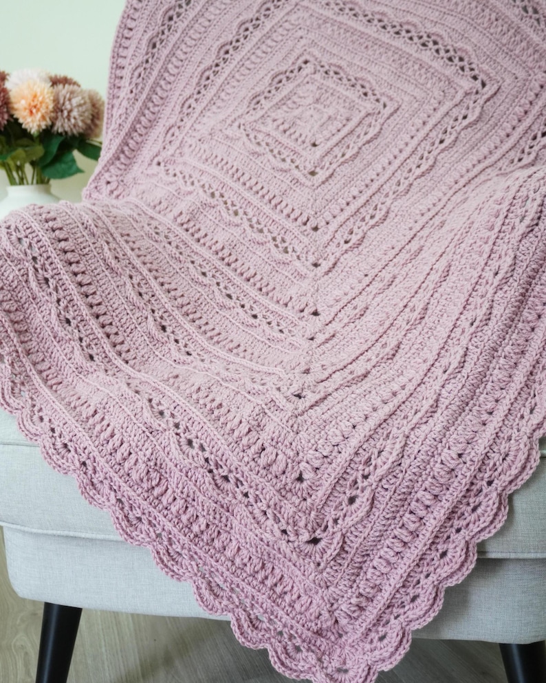 CROCHET BLANKET PATTERN - Crochet Throw Pattern, Crochet Baby Blanket, Multiple Sizes, (pdf Digital Download only) imagen 3