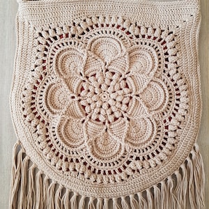 CROCHET PATTERN Crochet bag pattern, motif, textured, fringe, boho Delilah Boho Bag Pattern image 9