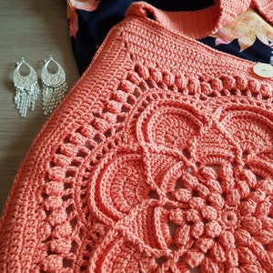 CROCHET PATTERN Crochet bag pattern, motif, textured, fringe, boho Delilah Boho Bag Pattern image 2