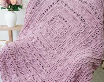 CROCHET BLANKET PATTERN - Crochet Throw Pattern, Crochet Baby Blanket, Multiple Sizes, (pdf Digital Download only)