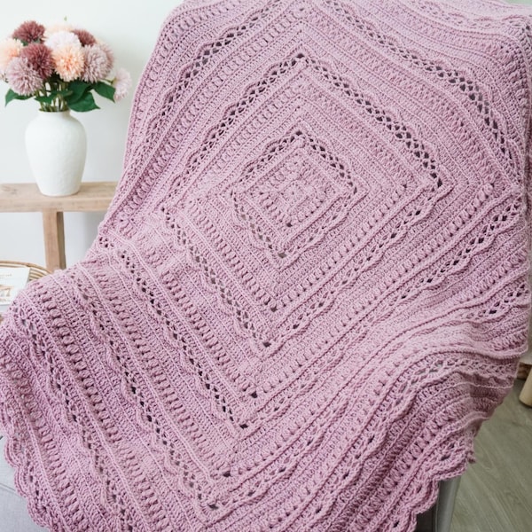 CROCHET BLANKET PATTERN - Crochet Throw Pattern, Crochet Baby Blanket, Multiple Sizes, (pdf Digital Download only)