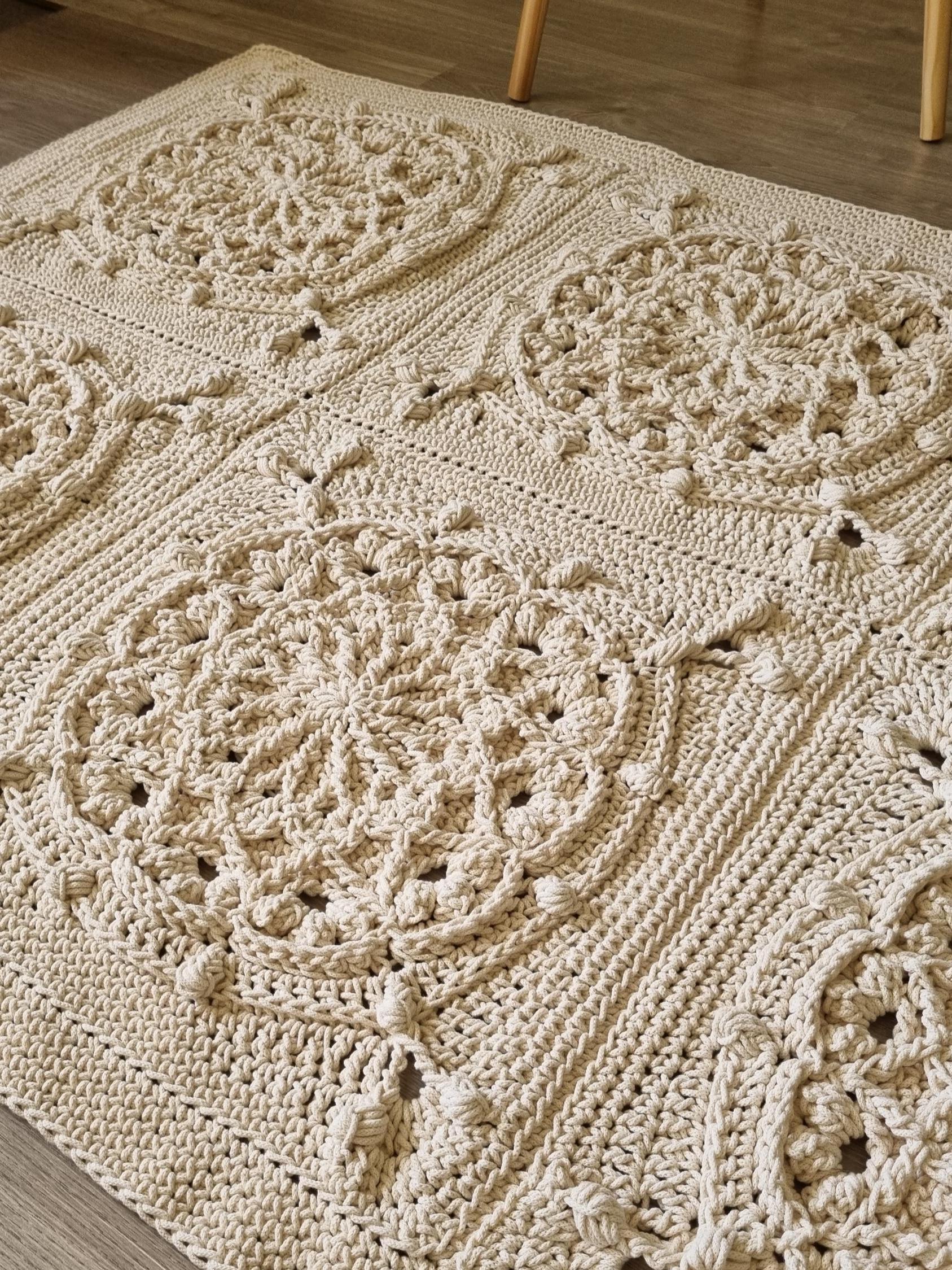Rectangular Crochet Rug Pattern Free CROCHET RUG PATTERN - Rectangular Floor Rug Pattern, Chunky Crochet ...
