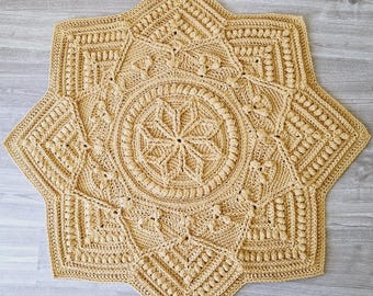 CROCHET PATTERN - Star Floor Rug Pattern Crochet Tutorial Floor Rug Design Geometric Crochet Pattern Star Boho Style Home Decor Mat Pattern