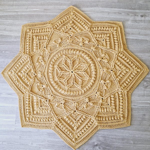 CROCHET PATTERN - Star Floor Rug Pattern Crochet Tutorial Floor Rug Design Geometric Crochet Pattern Star Boho Style Home Decor Mat Pattern