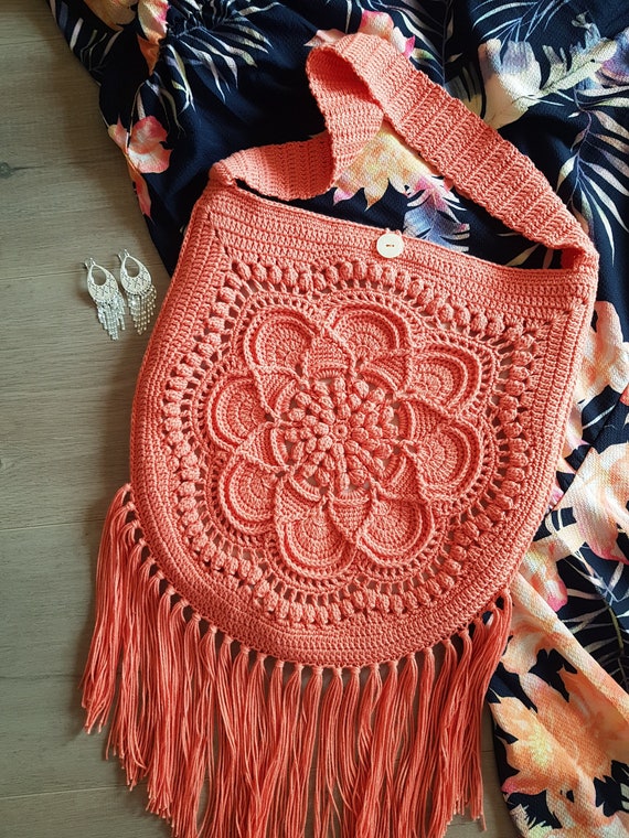 Boho fringe purse| boho crochet fringe purse