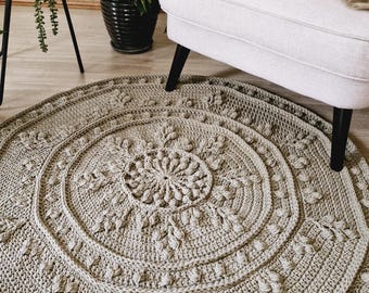 CROCHET RUG PATTERN - Round Floor Rug Pattern, Chunky Crochet Tutorial, Floor Rug Design, Boho Pattern,  Crochet Carpet