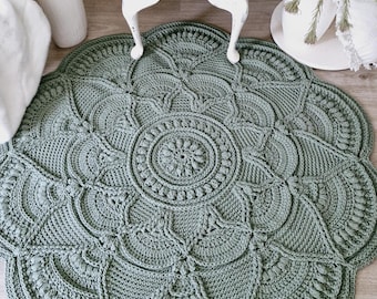 CROCHET RUG PATTERN - Crochet Floor Rug Pattern, Flower Rug Tutorial, Floor Rug Design, Boho Pattern, Farmhouse Home Decor, Crochet Carpet