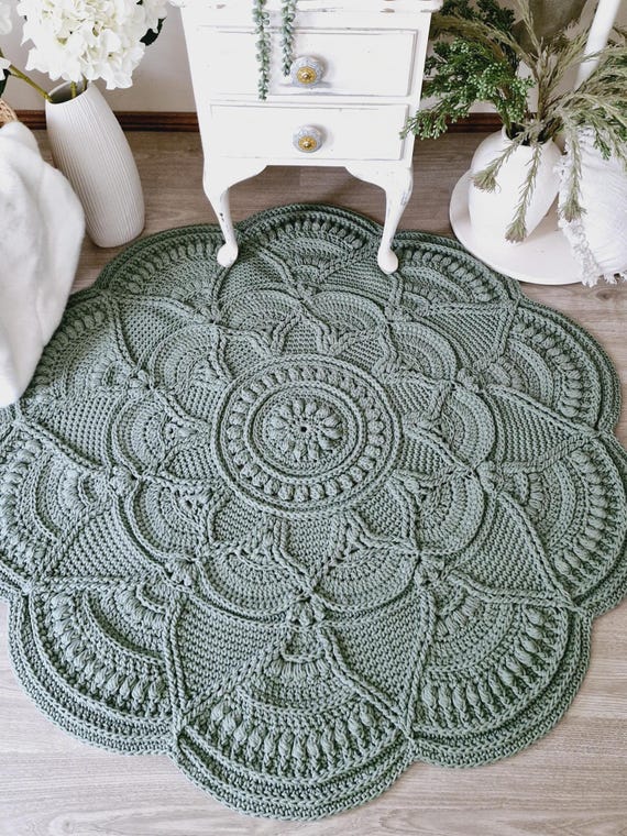 CROCHET RUG PATTERN - Crochet Floor Rug Pattern, Flower Rug Tutorial, Floor Rug Design, Boho Pattern, Farmhouse Home Decor, Crochet Carpet