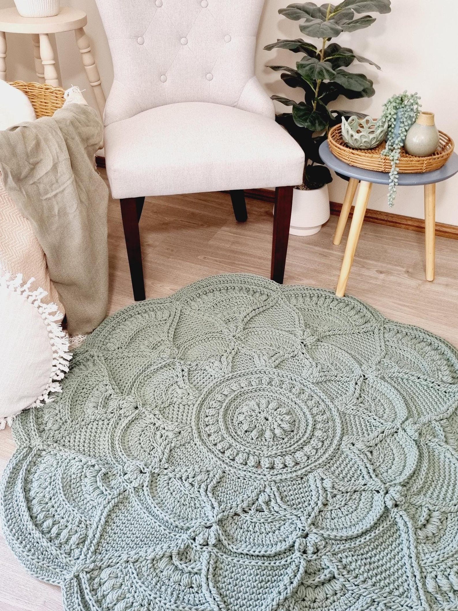 Floor Rug Pattern CROCHET RUG PATTERN - Crochet Floor Rug Pattern, Flower Rug Tutorial ...