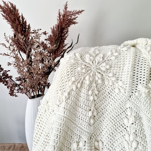 Cream crochet blanket