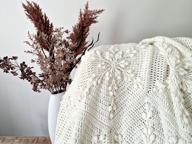Cream crochet blanket