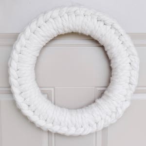 Signature Sweater Wreath in Cream | Crochet Wall Decor | Knit Decor | Ivory 14-inch Wreath | Farmhouse Wreath | Modern Wreath