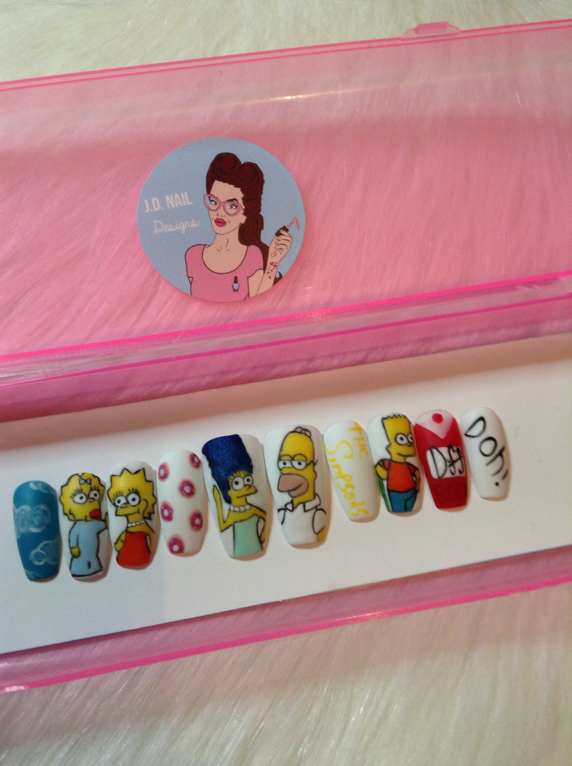 Jd Nail Designs The Simpsons Nails Press On Nails False Etsy