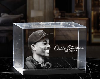 3D Photo Crystal Memorial Gift |  Loss of Loved One Condolence Present
