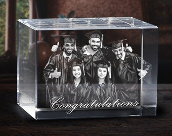 Photo Memory Graduation | Personalized 3D Engraved Crystal Photo Gift | Brick shaped for a photo group | Class of 2023 by Unike Love