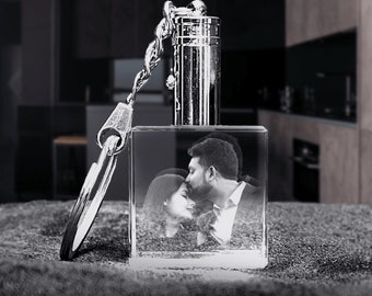 3D Crystal Photo Keychain | Personalized Anniversary Gift