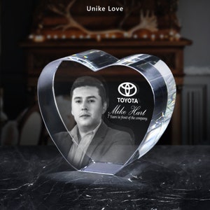 3D Photo Crystal Heart | Custom Engraved Gift for Employee Appreciation