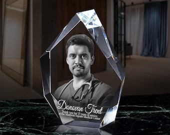 3D Photo Crystal Award Personalized Corporate Gift | Retirement Present
