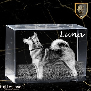 3D Photo Crystal Pet Memorial | Personalized Engraved Keepsake