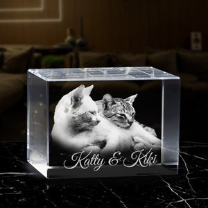 Unike Love® Pet Lovers Gift | Custom 3D Crystal Photo | Immortalized your Pet Forever | Personalized Laser Engraving | Pet Custom portrait