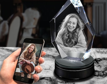 3D Laser engraved Crystal Photo Keepsake |  Personalized Memorial Gift