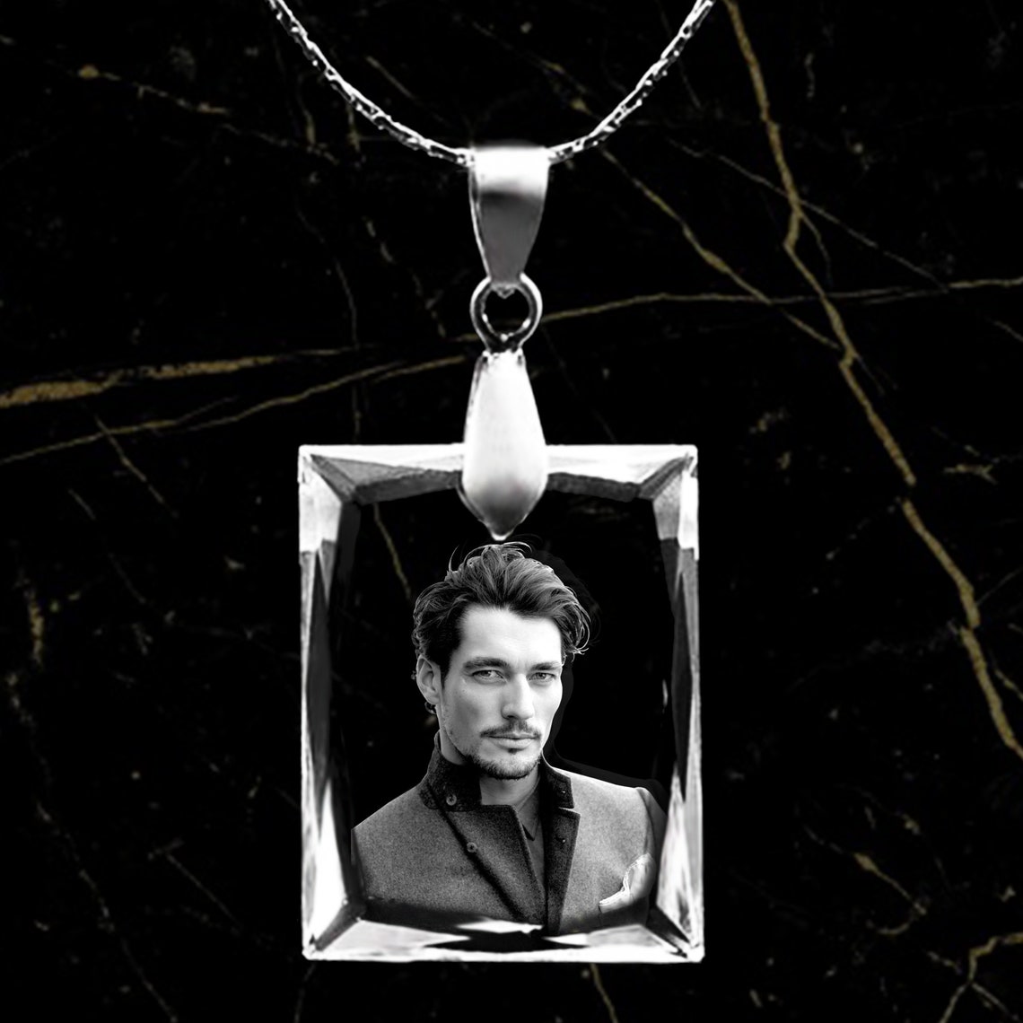 Personalized Necklace Crystal Laser Engraved With Your Custom Etsy