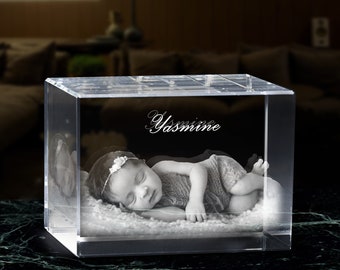 Unike Love® New Born Photo 3D Crystal Gift | Personalized Gift | New Mom Gift| New Dad gift | Custom baby portrait