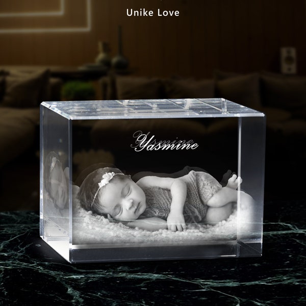 Unike Love® New Born Photo 3D Crystal Gift | Personalized Gift | New Mom Gift| New Dad gift | Custom baby portrait