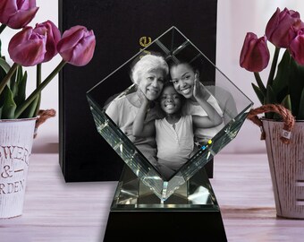 Unike Love® Custom 3D Photo Crystal Gift | Mother's Day Gift | Mom Gift Ideas | Personalized Gifts With Your Own Photo