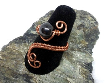 Anillo de hemitita y cobre - ¡Cualquier talla! (¡Disponible con cualquier piedra!)