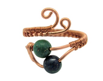 CUSTOM- Gemstone & Copper Wire Wrapped Ring