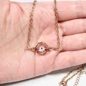 Pink fidget spinner necklace, Simple fidget necklace, Rose gold spinner pendant, Long fidget spinner necklace, Necklace gift for woman