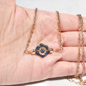 Boho fidget spinner necklace, Rose gold spinner pendant, Long fidget spinner necklace, Fidget pendant, Necklace gift for woman, Gift for her