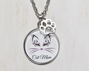 Cat mom necklace, Cat mom gifts, Cat lover gift women, Personalized cat mom necklace, Cat mom gift for her, Birthday gift for her, Cat lover