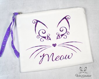 Cat zipper pouch, Large cat cosmetic bag, Large zipper bag, Cat cosmetic bag, Cat lover gift women, Check meowt, Cosmetic bag, Cat lovers