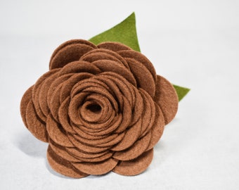 Brown rose for dog collar, Felt rose for pet collar, Flower collar accessory, Floral wedding dog accessory, Felt flower for cat collar