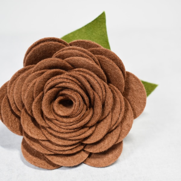 Brown rose for dog collar, Felt rose for pet collar, Flower collar accessory, Floral wedding dog accessory, Felt flower for cat collar