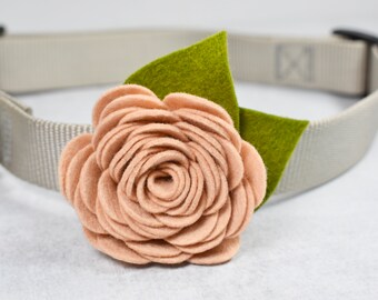 Brown rose for dog collar, Felt rose for pet collar, Flower collar accessory, Floral wedding dog accessory, Felt flower for cat collar